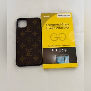 Tempered Glass Screen Protector for iPhone 11 Pro Max with Brown Case